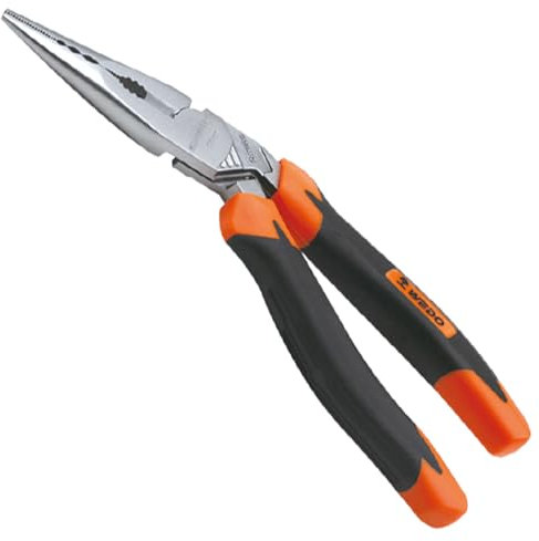 WEDO 22,9 cm abgewinkelte Spitzzange, Edelstahl-Spitzzange, versetzte abgewinkelte Köpfe, Drahtschneider mit ergonomischem Griff, korrosionsbeständig, rostfrei, Länge 220 mm