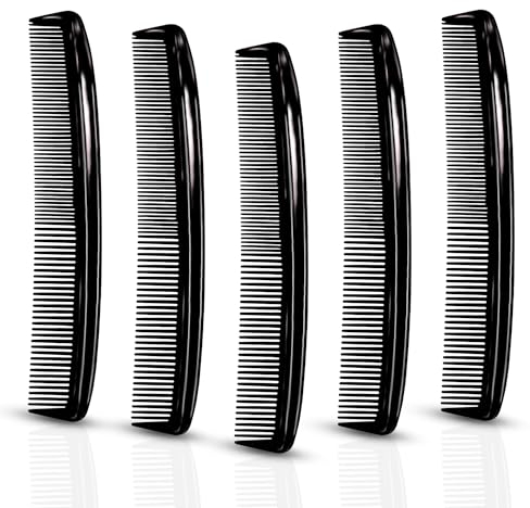 Haarkamm, Kohlefaser-Schneidekamm, 5 Stück, Allzweck-Kämme für Männer und Frauen, Kunststoff, feine Friseur-Styling-Kämme für Salon oder Hotel, Haarpflege, schwarz, 17 cm