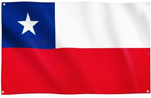 Runesol Banidera Cile, 91x152cm, 3ft x 5ft, 4 Occhielli, 1 Occhiello in Ogni Angolo, Chilean Flag, La Estrella Solitaria. The Lone Star, Interno, Esterno, Festone, Chile