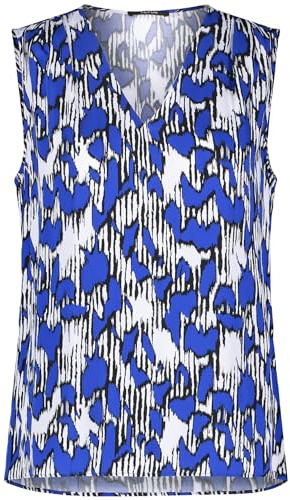 Taifun Damen Blusentop mit Allover-Print ärmellos Gemustert Aegean Gemustert 36