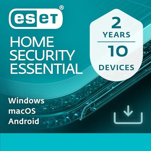 ESET HOME SECURITY Essential 2026 | 10 Devices | 2 Years | Antivirus, Safe Banking, Safe Browsing, Anti-Phishing, Webcam Protection, Microphone Monitor | Activation key by email