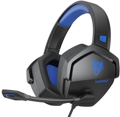 NUBWO N16 Gaming Headsets for Xbox, PS5, PS4, PC, NS, Mac - Over Ear Headphones with Microphone, Stereo Sound, Wired Xbox Headet with 3.5mm Audio Jack (Black Blue)