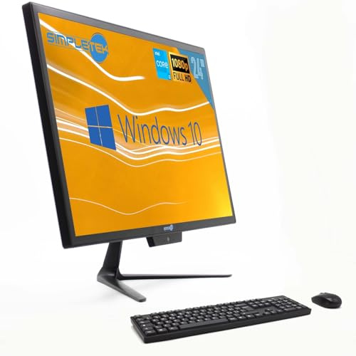 SIMPLETEK - All-in-One i3 24 16 GB 2TB Full HD Windows 10 Pro med trådlös mus och tangentbord | Wifi + Bluetooth | Inbyggd webbkamera