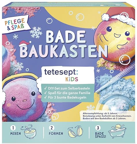 tetesept Kids Badebaukasten, DIY Badekugeln Bastelset, 3 Stück