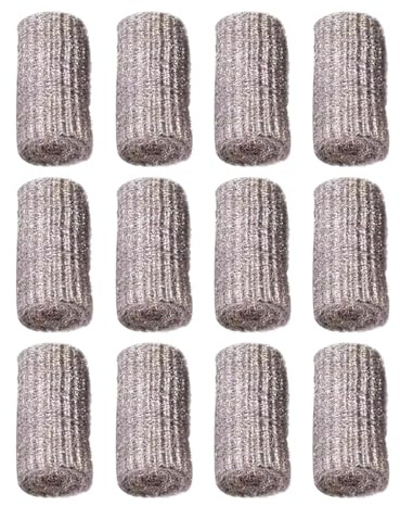 Estropajos de Lana de Acero – 12 Almohadillas para | Herramienta de Limpieza del hogar | Estropajos Multiusos | Estropajos de Lana de Acero de fácil Corte para Limpiar Platos, sartenes, ollas
