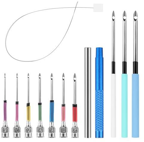 JSRQT 13 Pezzi Punch Needle Kit Punch Needle Ago Magico per Ricamo Completo Fai Da Te Cuciture Tool Punzonatura per Cucito Regolabili Aghi Cucire a Mano Lavori Di Cucito Ricamo ad Ago 7 Taglie