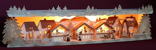 Große 75cm LED Panorama 3D Schwibbogen Sockel/Erhöhung - Weihnachtsmarkt Exclusiv - Handwerkskunst aus dem Erzgebirge