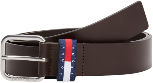 Tommy Jeans Uomo Cintura Ryan 3,5 cm Cintura in Pelle, Marrone (Dark Brown), 90 cm