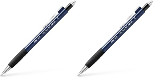 Faber-Castell 134751 - Druckbleistift GRIP 1347 navy blue, Härtegrad B, Minenstärke 0.7 mm, mit integriertem Radiergummi, 1 Stück (Packung mit 2)