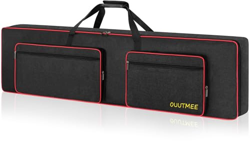 OUUTMEE funda 88 keyboard, para pianos electrónicos, tela Oxford 600D con 10 mm Inicio, Gigbag (negro) a prueba de golpes, impermeable, cuatro protectores de esquina