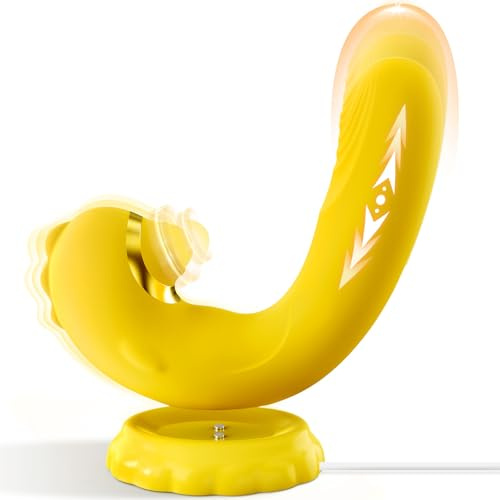 Poussée Gode Sex Toýs Femme Vibromasseur Gode Vibro-masseur Va et Vient Sextoyse Femme Clitoridienne Base de Chargement Magnétique 3 en 1 Puissante avec 7 Modes de Poussée Battement et de Léchage