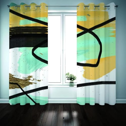 HNYDM Verdunkelungsvorhänge für Schlafzimmer, kreative, farbenfrohe Kunst, Luxus, günstige Fenstervorhänge, Jalousien für Wohnzimmer, Kinder, Küchentür WxH/2x150x240cm blickdichter Vorhang