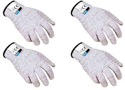 Reinscer 2 Set mit 5 Schnittfesten Drahthandschuhe Küche Holzbearbeitungs Glas Schnittfeste, Stabfeste Handschuhe M