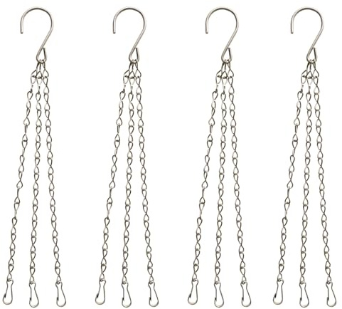HowseHold Hanging Basket Chains 3 Point (Pack of 4) 14 Inch 36cm Metal Replacement Chain For Hanging Basket Bird Feeder Flower pots and Ornaments