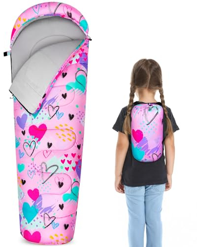 MHJY Sacco a Pelo Bambini Mummia - Ideale per Campeggio Sacco a Pelo Invernale ed Estivo (3 Stagioni) per Ragazzi e Ragazze - Leggero 1,1 kg, Lunghezza 178 cm