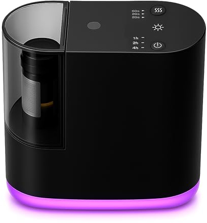 'ALMA® Diffusor & Luftbefeuchter für Aromatherapie – Diffusor für ätherische Öle – Ultraschall mit frischem Nebel – LED-Licht – Weiß (Black)