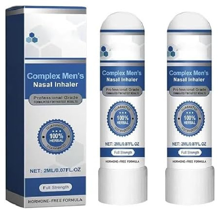 2X Inhalateur Nasal Complex Pour Homme - Stick Inhalateur Nasal Stick Naturel Portable Pour Énergie & Vitalité, Formule Douce Pour Conduite, Voyages D'Affaires Et Fatigue Quotidienne