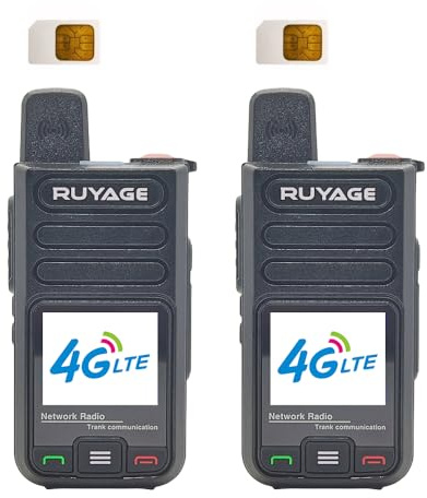 Ruyage R7 Rapid Global Walkie Talkies 5000 Mile Long Range Poc radios, 4G LTE Unlimited Range Nationwide PTT Two Way Radios for Family, Logistics, Company, Construction Site with Sim Card (2pcs)