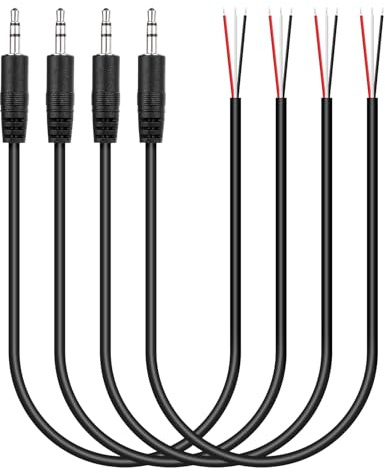PATIKIL 4PCS Jack Maschio A Filo Scoperto 1FT 3.5mm 1/7 3 Colori | TRS 3 Pole Stereo Plug Cavo Audio, Per Speaker Cuffie Auricolari Chitarra Elettrica Basso Tastiera Amplificatore