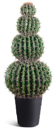 IvoQ Art Cactus XXL 92cm - Plante Artificielle Réaliste avec Pot Solide - Attrape-Yeux Vert Sans Entretien pour Salon, Bureau ou Couloir - Résistant aux UV & Hypoallergénique