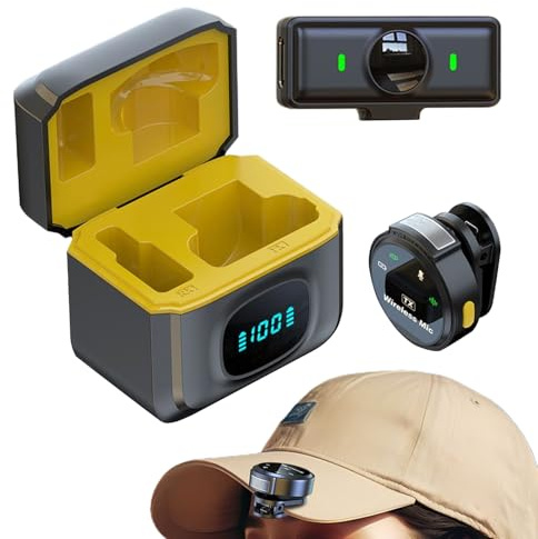 Yurosuis Microfono Per Smartphone - Microfono Vlog Magnetico, da Lapel con Cancellazione Rumore e Batteria 12 Ore per Video Live Canto Riprese Camera