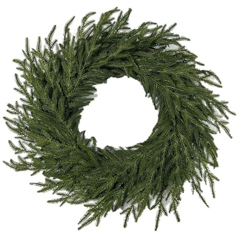 24 Norfolk Pine Christmas Wreath for Front Door – Large Artificial Greenery Wall, Porch, or Indoor Outdoor Holiday Decor Real Touch Foliage (1, 24)