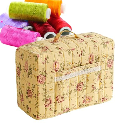 Ldduopp Borsa per macchine da cucire, per il trasporto, protezione dalla polvere, con manico e borsa, vintage, motivo floreale, per la casa, progetti in tessuto fai da te, per adulti e adulti