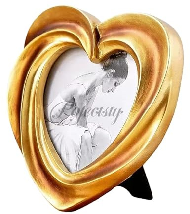 3.5 Inch Vintage Gold Resin Heart Picture Frame Wall Tabletop Decor Gift