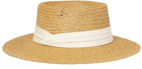 Solhattar, Stråhatt, Strandhatt, Rosettknut Grovkant Platt Topp for Dam Sommarsemester Japansk Hawaiian(Khaki A)