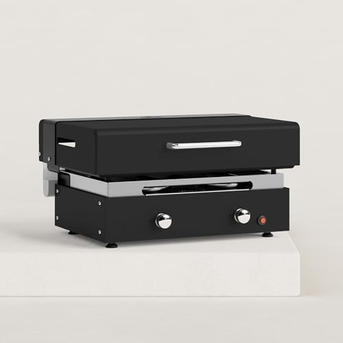 Verycook Couvercle de Cuisson pour plancha gaz Créative 2 Feux 2 charnières Fixes : pour Ouvrir et Fermer Le Couvercle Facilement Évite Les Projections de matières Grasses à l'arrière Compatible