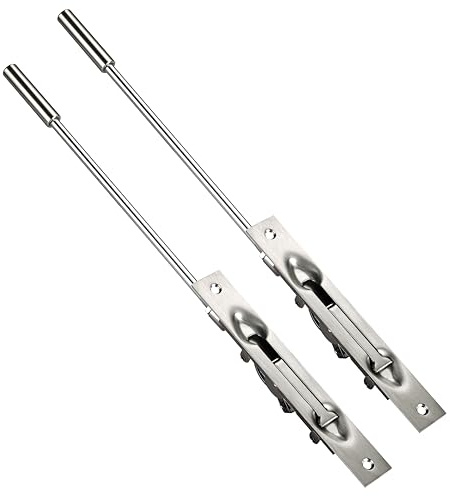 TOGU 2 Pack Lever Extension Flush Bolt Latch Slide Bolt Lock in 6 8 10 12,Concealed Security Door Lock for French Doors,Composite Doors,Wood Doors,Brushed Stainless Steel Finish-12