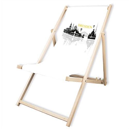 MultiBrands® Holz-Liegestuhl, ohne Armlehne, klappbar, Skyline Dresden