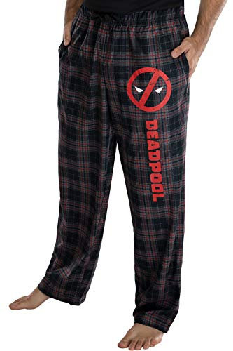Marvel Herren-Schlafanzughose mit Deadpool-Logo, kariert, Größe XXXL, Grau, grau, XXXL