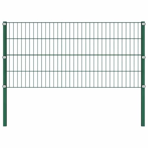 vidaXL Panneau de clôture avec poteaux en fer 176,5 x 80 cm Vert