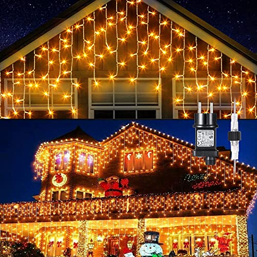 GlobaLink Cortina Luces Exterior 4Mx0.6M, Luces 144LEDs IP44 Impermeable,8 Modos y Función Memoria,Decoracion Navidad Fiesta,Boda,Casa,Ventana,Patio,Jardín,Bar-Blanco Cálido