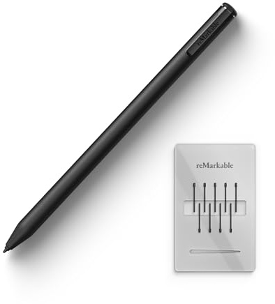 reMarkable Marker Plus – der offizielle reMarkable 2 Pen mit Radiergummi | 9 Ersatzspitzen aus Filz | Neigungsempfindlichkeit und 4096 Stufen der Druckempfindlichkeit
