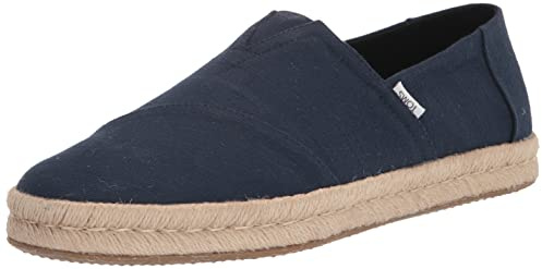 TOMS Men's Alpargata Rope 2.0 Espadrille, Navy Recycled Cotton Slubby Woven, 46 EU