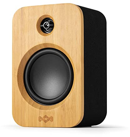 House of Marley Get Together Solo Bluetooth-Lautsprecher – Tragbarer Lautsprecher, 25 h Akkulaufzeit, RCA-/AUX-Eingang, Laden mit USB-C, voller Stereosound, nachhaltig gefertigt, Bambus, Rewind-Stoff