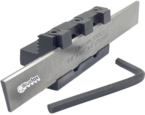 Lathe Adjustable Type Parting Cut Off Tool Holder 10mm Shank with 3/4 HSS Blade | Metal Lathe Machine | T Type Cut Off Quality | Steel Tool - Hardened and Precisely Ground