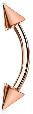 Juvel tunna böjda barbeller ögonbryn piercing stänger kirurgiskt stål 16G 6 mm 8 mm 10 mm 12 mm Rook Daith örhänge bananstång med koner spikar, Kirurgiskt stål