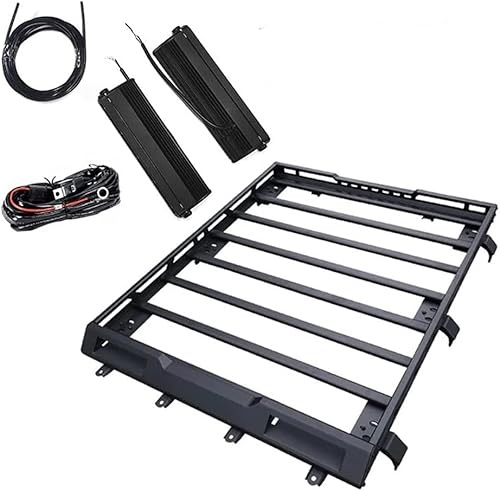 FEHUN Relingträger Dachträger Dachgepäckträger Kompatibel für Suzuki Jimny JB64 JB74 2019 2020 2021 2022, Fahrradträger Dachboxen Dachgepäckablage Dachteile,C:with-Spot-Light-Set