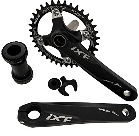 DECKAS 170 mm Kurbelgarnitur, 104 BCD Mountainbike 32T 34T 36T 38T 40T Single Speed Round Oval Schmale Breite Zahn Kettenblatt und Kurbelarm Set für MTB BMX Rennrad (Oval 36T)