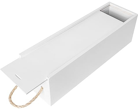 Creative Deco Weiße Weinkiste Holzkiste Weinbox 1 Flasche mit Schiebedeckel | Tragekordel | 35,5 x 10,5 x 10,5 cm | aus Kiefern-Holz | Für Lagerung Ostern Dekoration als Geschenk
