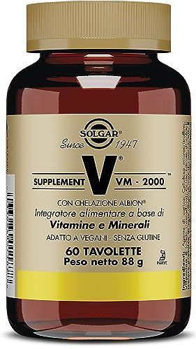 Solgar SUPPLEMENT VM‑2000 60 TAVOLETTE – Multivitaminico/minerale adulti | Multivitaminico/multiminerale bilanciato con minerali , vitamine del complesso B, vitamina C, vitamina E