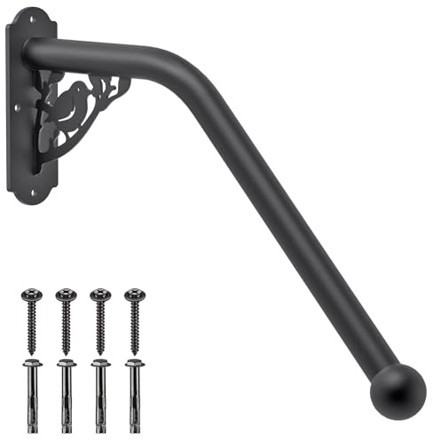 SELEWARE Fully Welded Staircase Handrail Iron Handrail Indoor Outdoor Steps Garage Railing Safety Grab Bar for Elderly Bird Shaped 24'' Length 1.3'' Dia