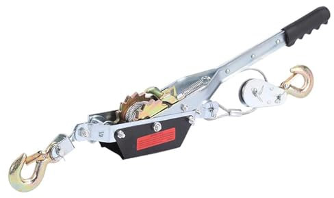 4T Paranco a Fune a Leva Manuale Cricchetto a Fune Metallica Strumento di Sollevamento a Doppio Gancio con Potente Sistema a Cricchetto Argano Manuale Ideale per Costruzioni Autostrade