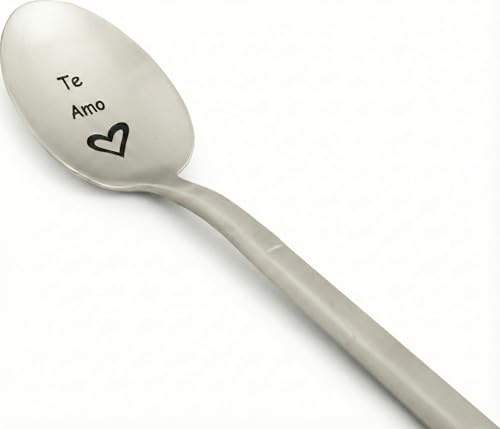 Cucharilla con Mensaje de Amor Te Amo, Idea de Regalo Original y Personalizada para Navidad, un Cumpleaños, una Fiesta. Cucharilla de Café/Postre con su Estuche para Regalar a un Ser Querido