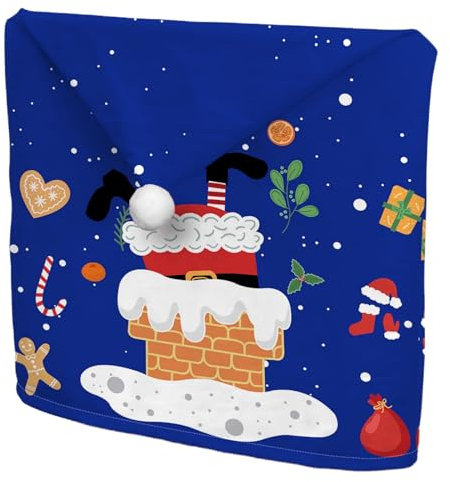 TOWINE Stuhlhussen Weihnachten 2 Stück Weihnachts-Stuhlhussen, Weihnachtsmann-Mütze, Esszimmerstuhl-Schonbezüge, Weihnachts-Stuhl-Rückenbezüge für Esszimmer Büro Weihnachts Deko (Color : D, Size : A)