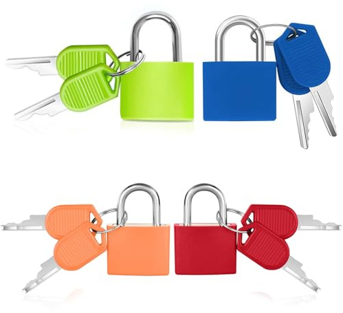 ieron 4 cerraduras de maleta con llaves, mini candado de 23 mm para equipaje de viaje al aire libre, maleta, equipaje, escuela, gimnasio, taquillas, bolsa de laptop (4 colores)