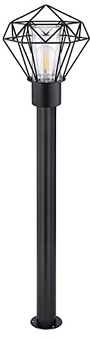 Stehlampe dimmbar mit Fernbedienung Terrassenlampe Außenleuchte Industriell LED Wegelampe schwarz Edelstahl Sockelleuchte, RGB Farbwechsel, 8,5W 806lm warmweiß, LxH 22,5x100 cm